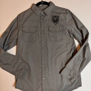Helix XL Gothic Military Grunge Button Down Shirt Eagle Crest Streetwear
